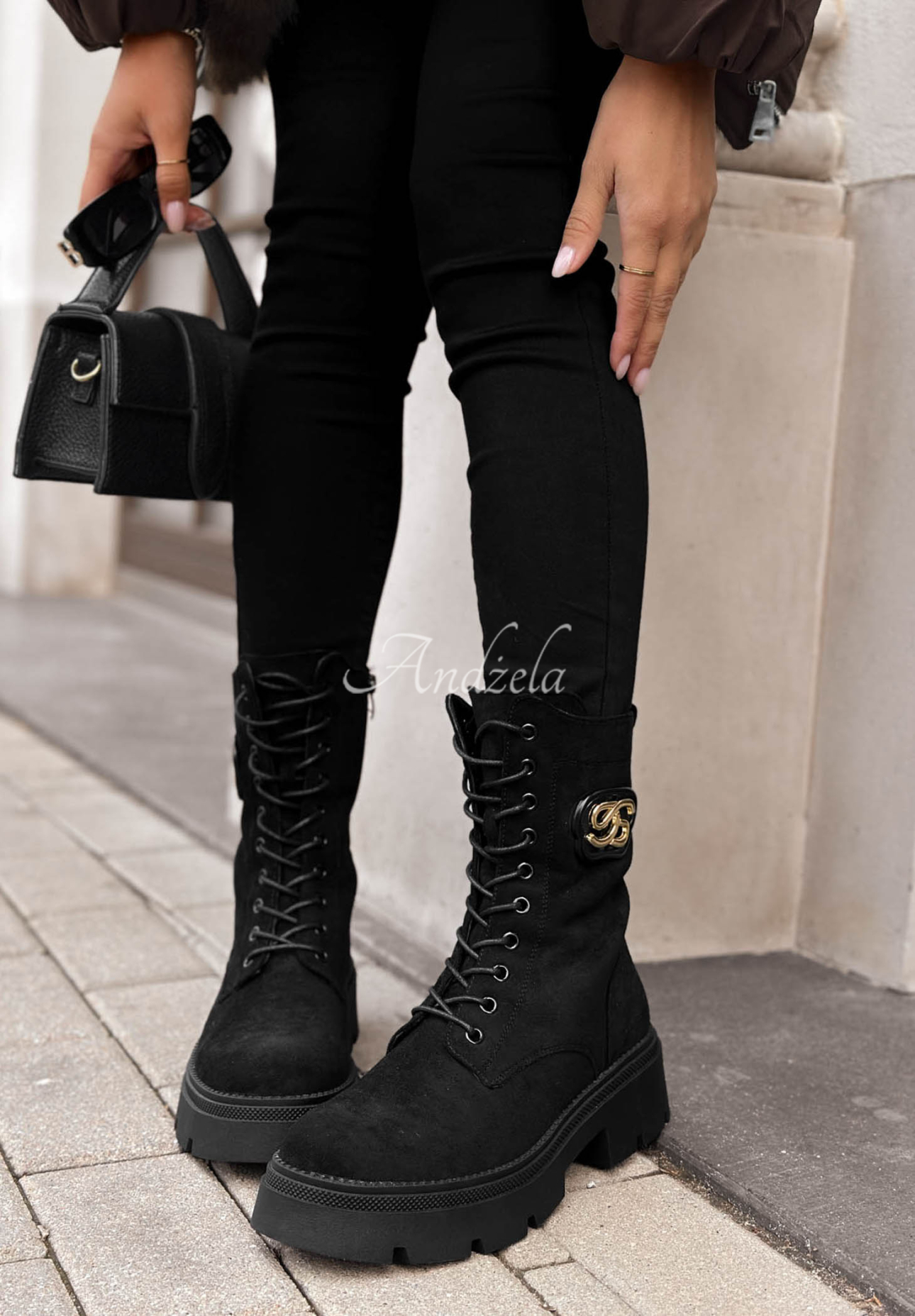 Velvet Season Black Suede Lace-Up Ankle Boots