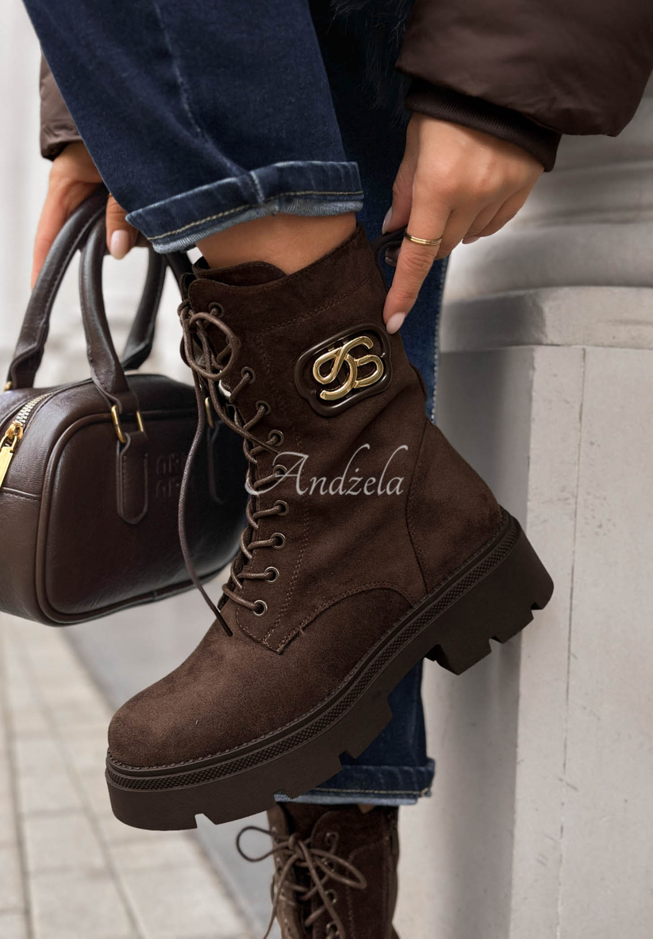 Velvet Season Chocolate-Colored Suede Lace-Up Ankle Boots