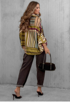 Koszula oversize w paski Soft Luxury oliwkowa