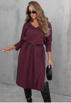 Bawełniana sukienka maxi z dekoltem w serek Daily Style burgundowa