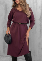 Bawełniana sukienka maxi z dekoltem w serek Daily Style burgundowa