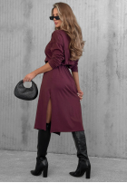 Bawełniana sukienka maxi z dekoltem w serek Daily Style burgundowa