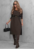 Bawełniana sukienka maxi z dekoltem w serek Daily Style burgundowa