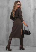 Bawełniana sukienka maxi z dekoltem w serek Daily Style burgundowa
