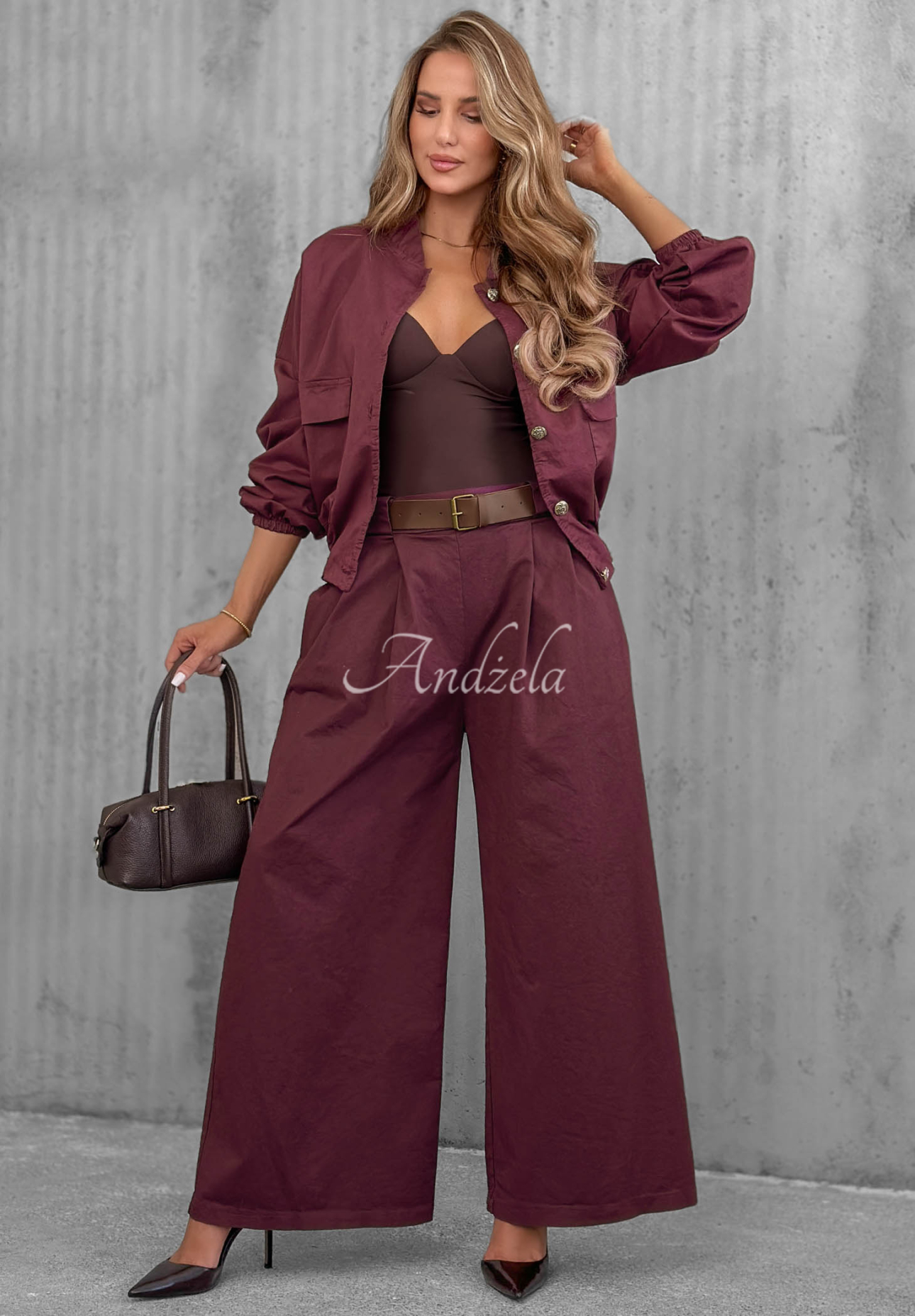Iconic Style Cotton Bomber Jacket in Berry