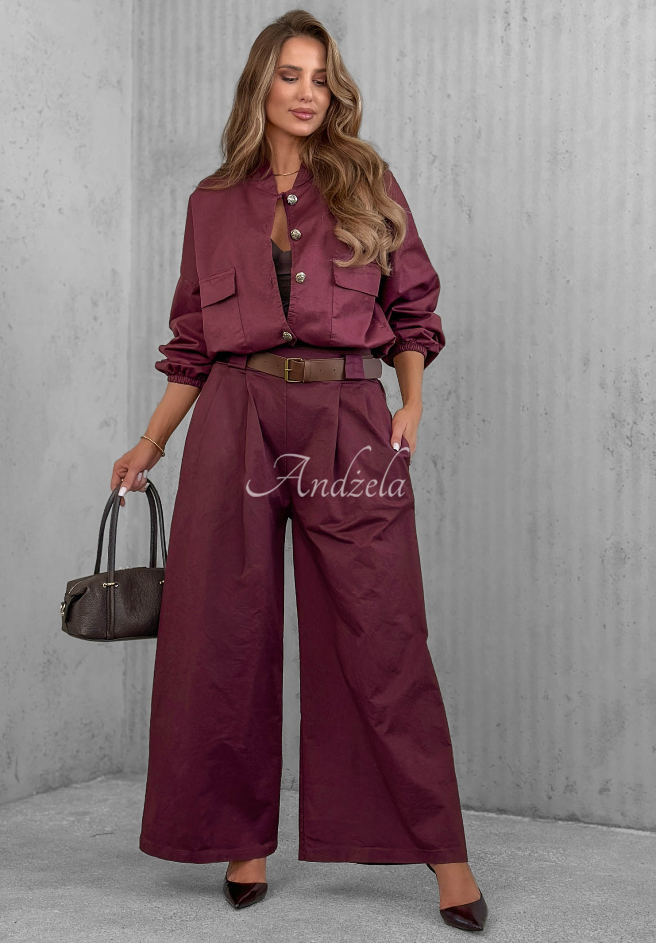 Iconic Style Cotton Bomber Jacket in Berry