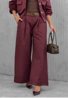 Komplet kurtka bomberka i spodnie wide leg Iconic Style burgundowy