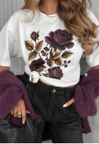 T-shirt z nadrukiem Forgotten Roses biały