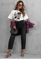 T-shirt z nadrukiem Forgotten Roses biały