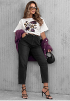 T-shirt z nadrukiem Forgotten Roses biały