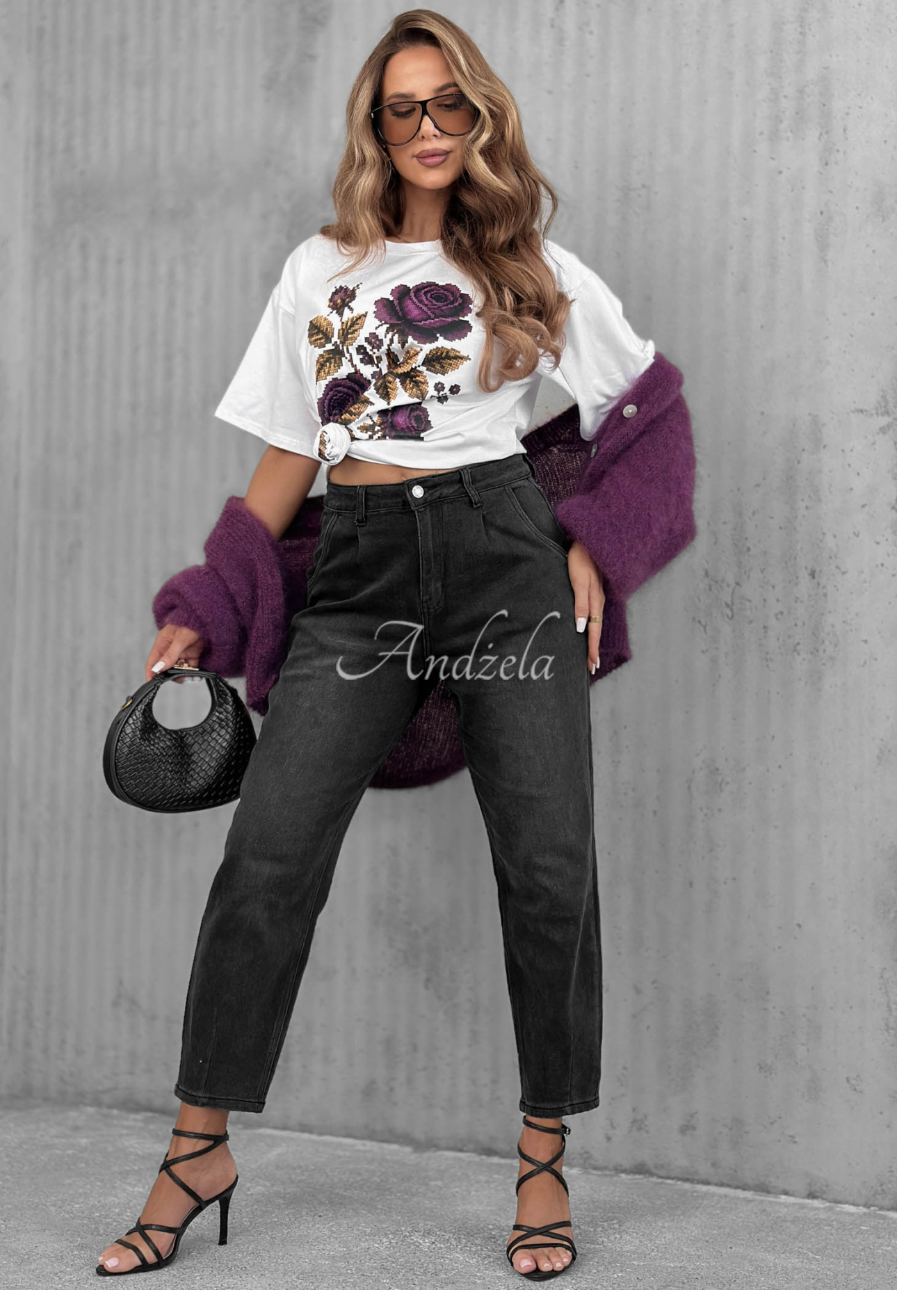 Bawełniany T-shirt z nadrukiem Forgotten Roses biały