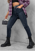 Spodnie jeansowe mom fit z paskiem Something Better ciemnogranatowe