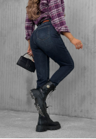 Spodnie jeansowe mom fit z paskiem Something Better ciemnogranatowe