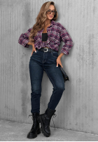 Spodnie jeansowe mom fit z paskiem Something Better ciemnogranatowe