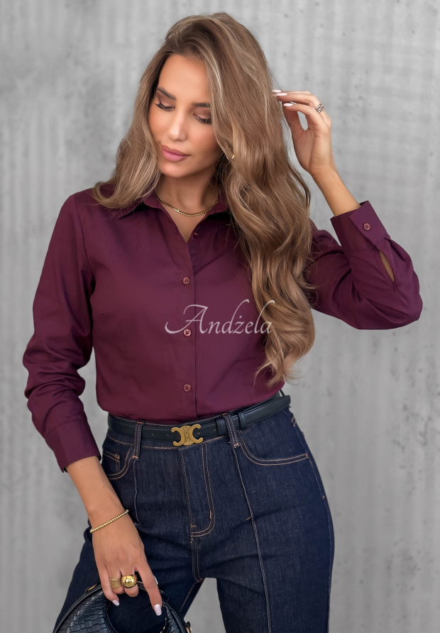 Classic, elegant Pearl Cove cotton shirt in berry