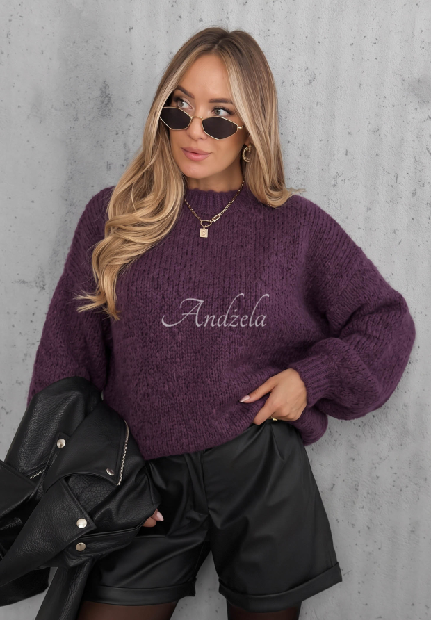 Maybe Never Sweater with Puff Sleeves in Berry