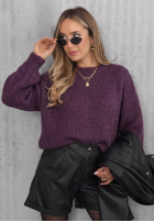 Sweter z bufiastymi rękawami Maybe Never jagodowy
