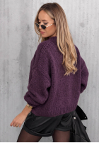 Jumper z bufiastymi rękawami Maybe Never berry purple