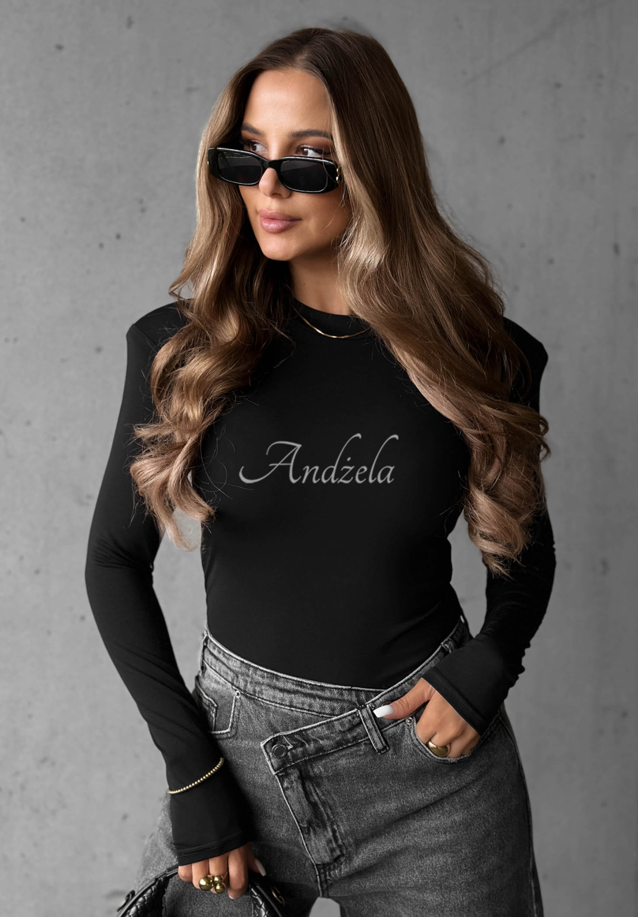 Bluzka longsleeve z wiskozy Soft Classics czarna