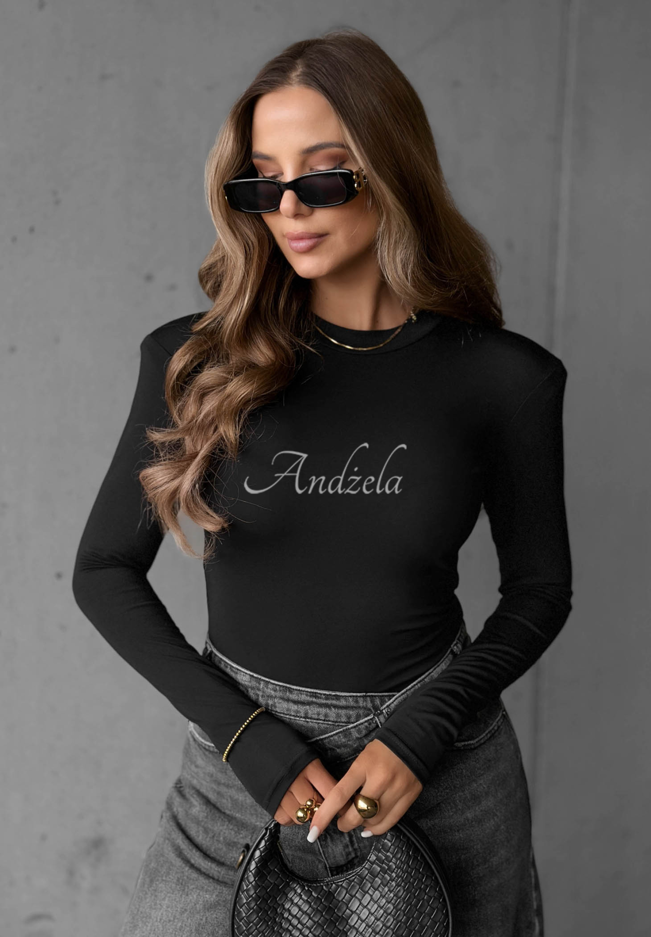 Bluzka longsleeve z wiskozy Soft Classics czarna