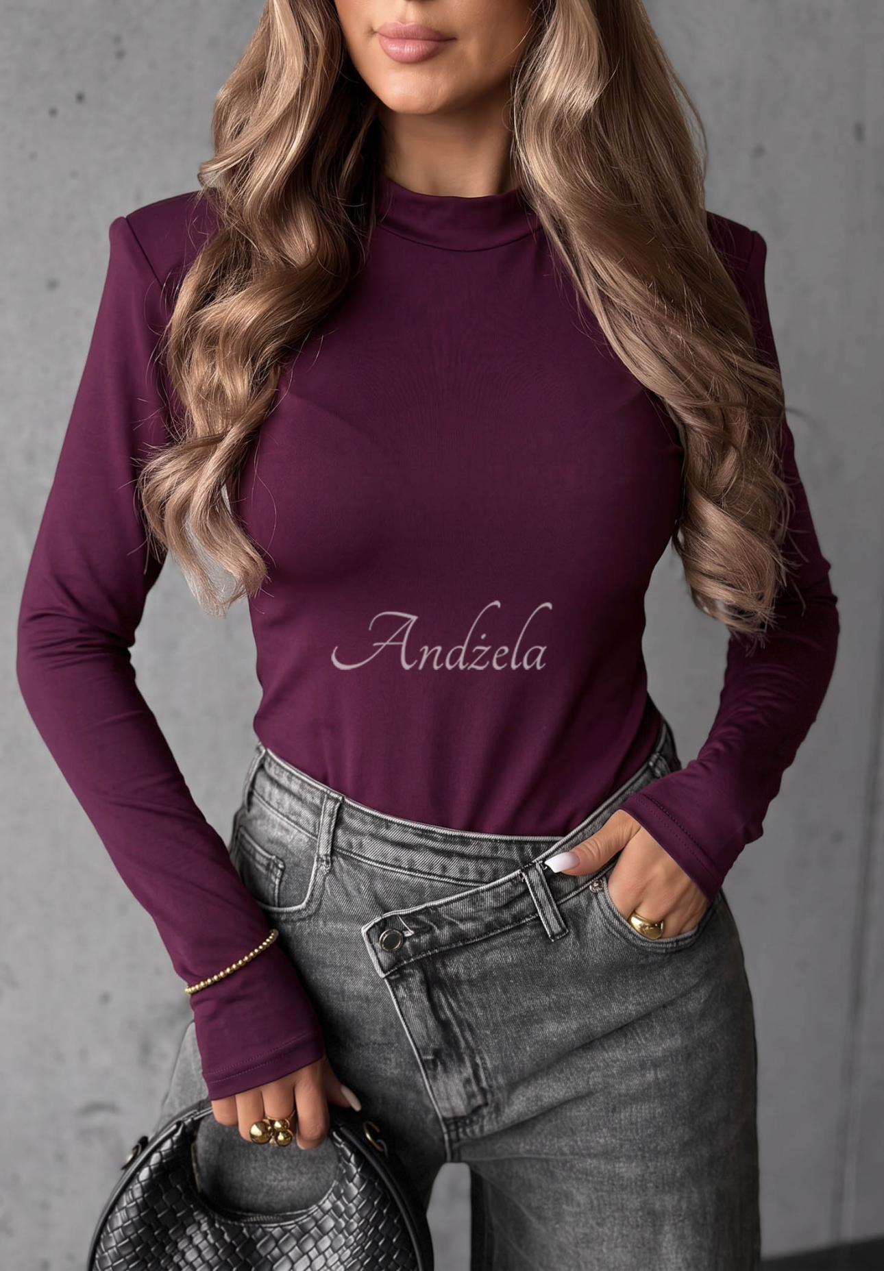 Bluzka longsleeve z wiskozy Soft Classics jagodowa