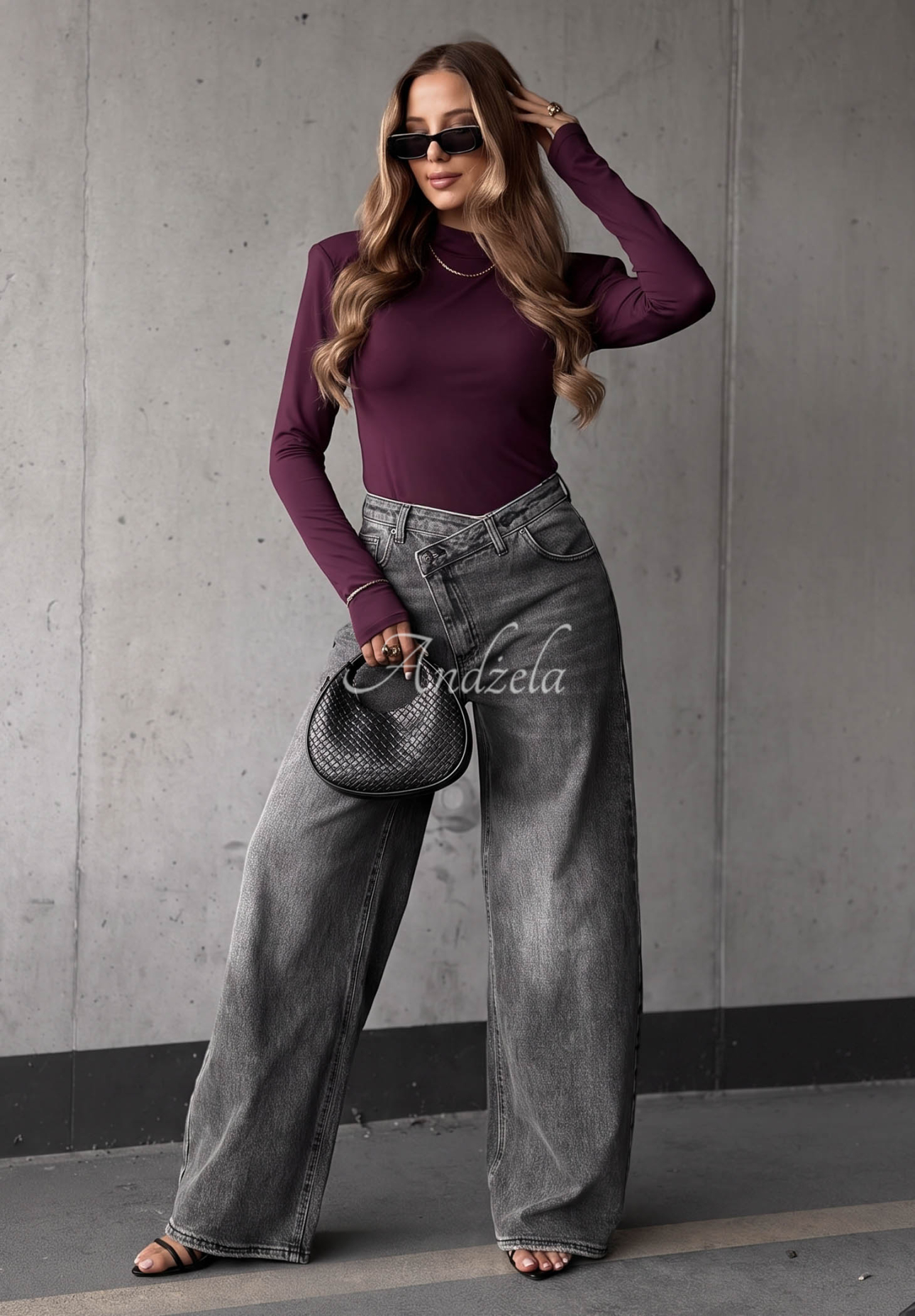 Soft Classics Long-Sleeve Viscose Blouse in Berry