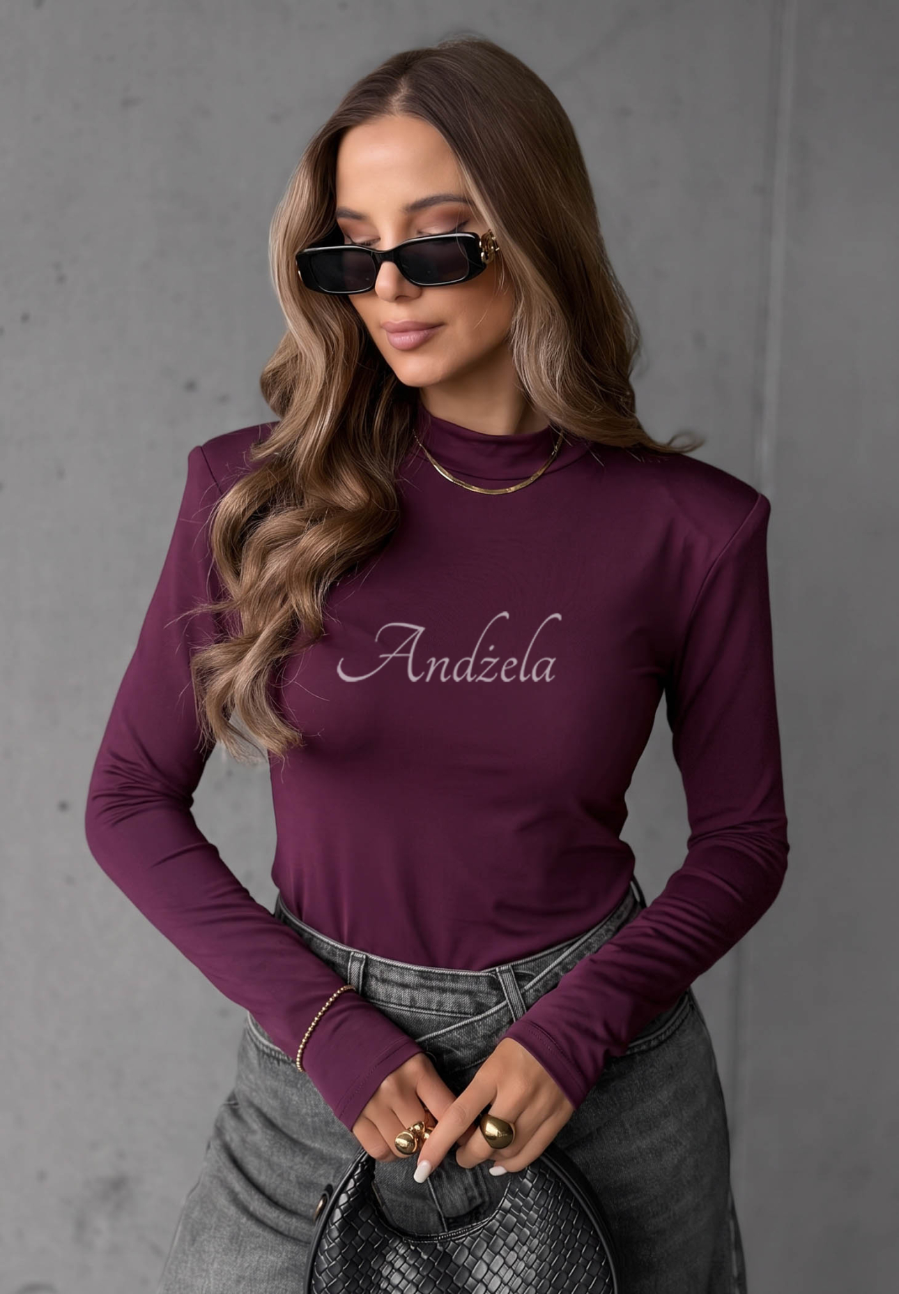 Bluzka longsleeve z wiskozy Soft Classics jagodowa