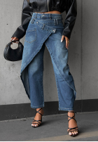 Spodnie jeansowe wide leg z kopertowym przodem Morning Hush niebieskie