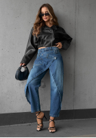 Spodnie jeansowe wide leg z kopertowym przodem Morning Hush niebieskie
