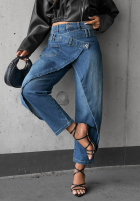 Spodnie jeansowe wide leg z kopertowym przodem Morning Hush niebieskie