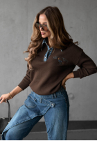 Bluza z haftem i kołnierzykiem NY City granatowa