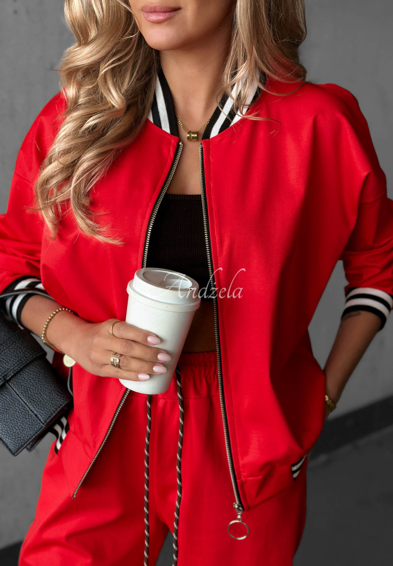 Slow Weather Red Viscose Sweatsuit Set
