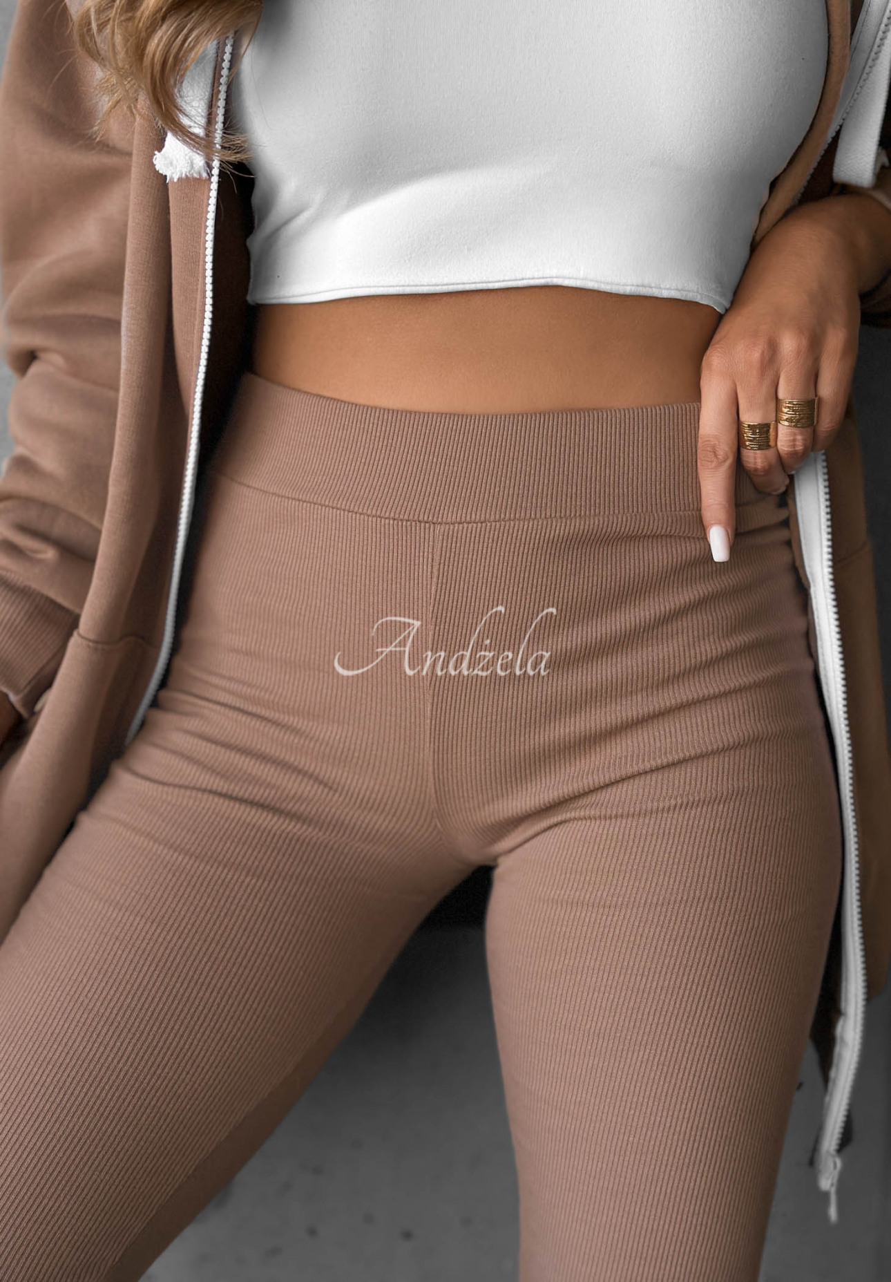 Siempre Mokka Ribbed Leggings