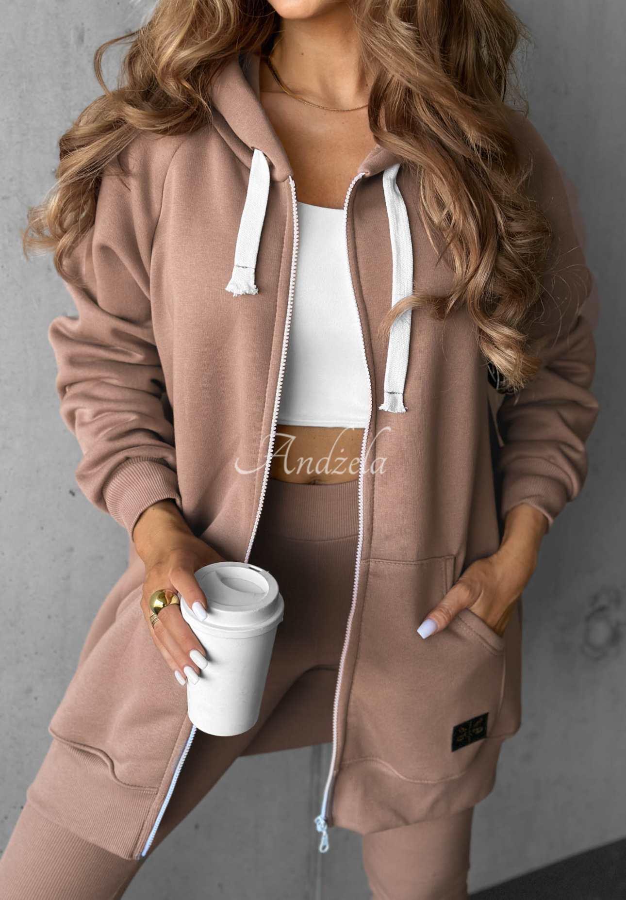 Siempre Mokka Zip-Up Hoodie