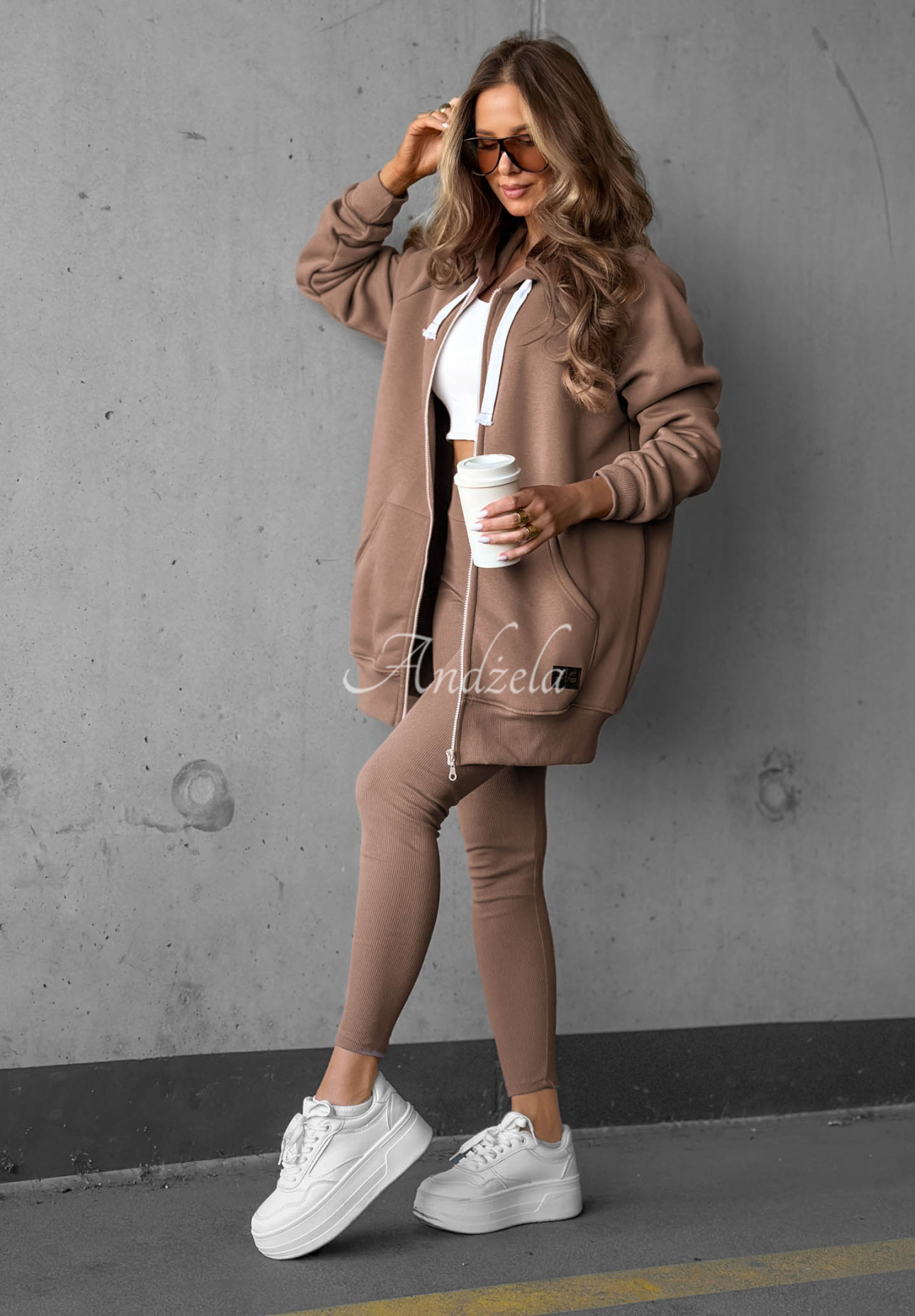 Siempre Mokka Zip-Up Hoodie