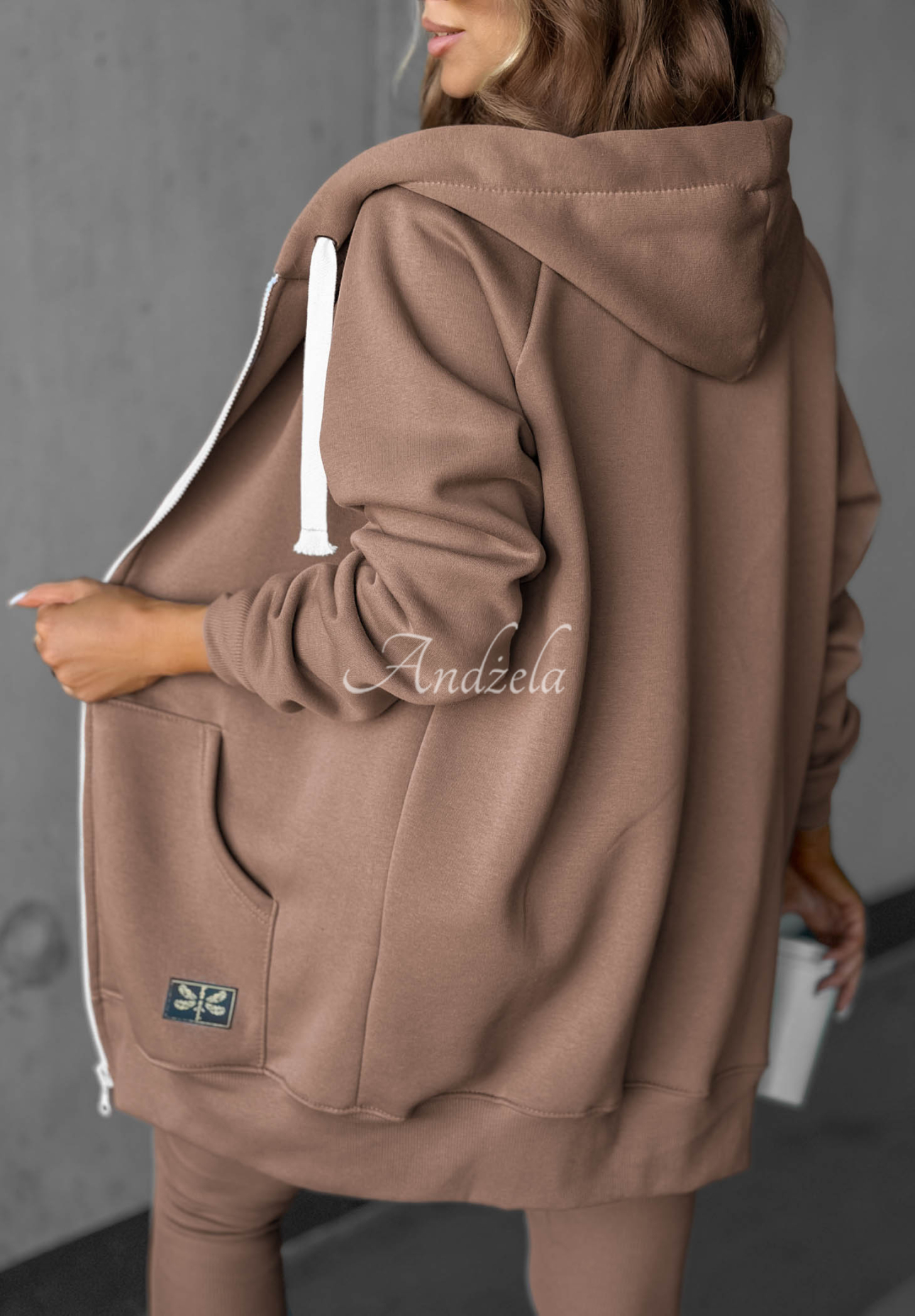 Rozpinana bluza z kapturem Siempre mokka