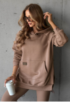 Bluza z kieszenią i kapturem Siempre ciemnobeżowa