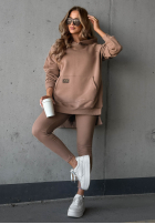 Bluza z kieszenią i kapturem Siempre ciemnobeżowa