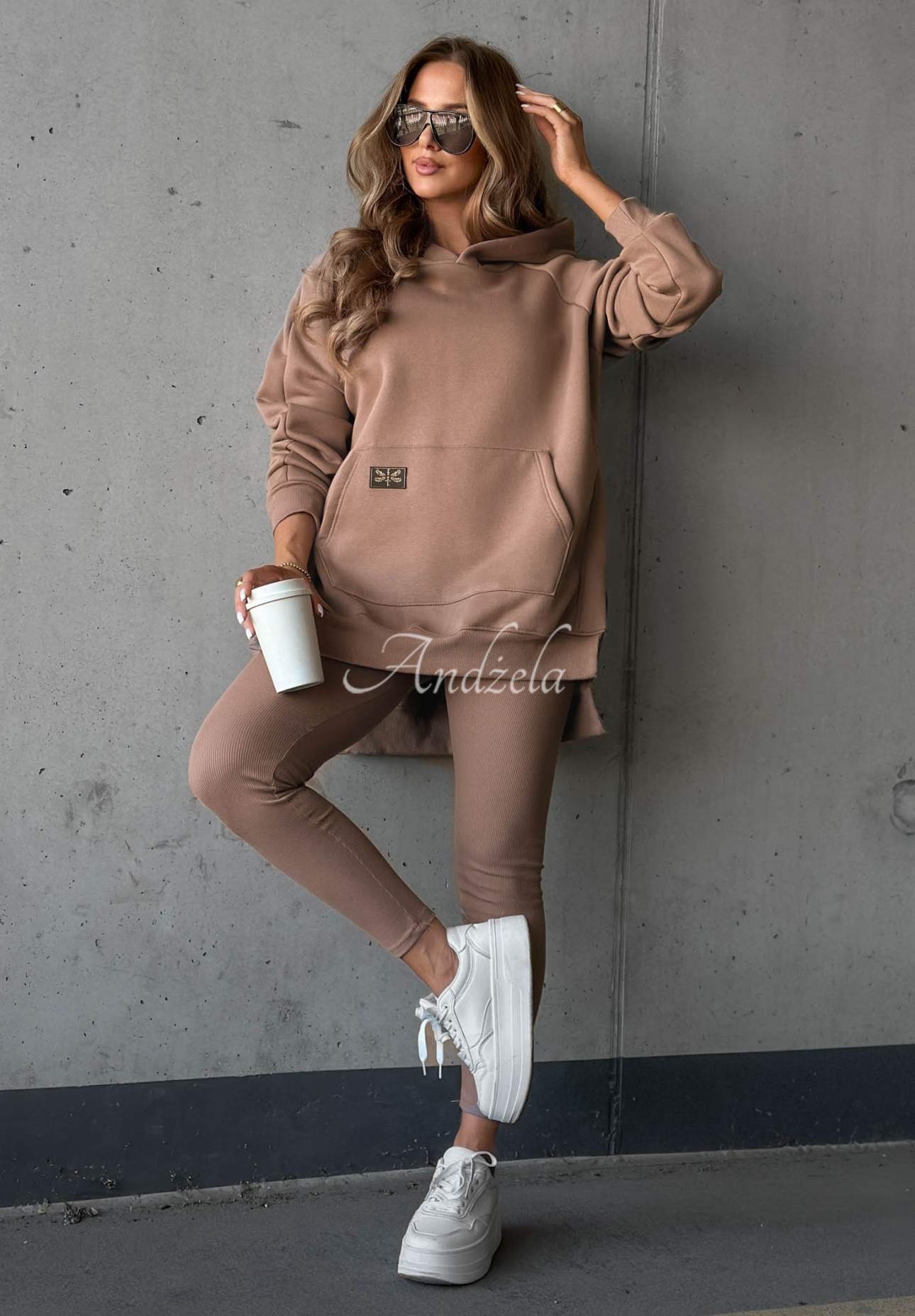Siempre Mocha Hooded Sweatshirt with Pocket