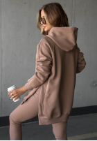 Bluza z kieszenią i kapturem Siempre ciemnobeżowa