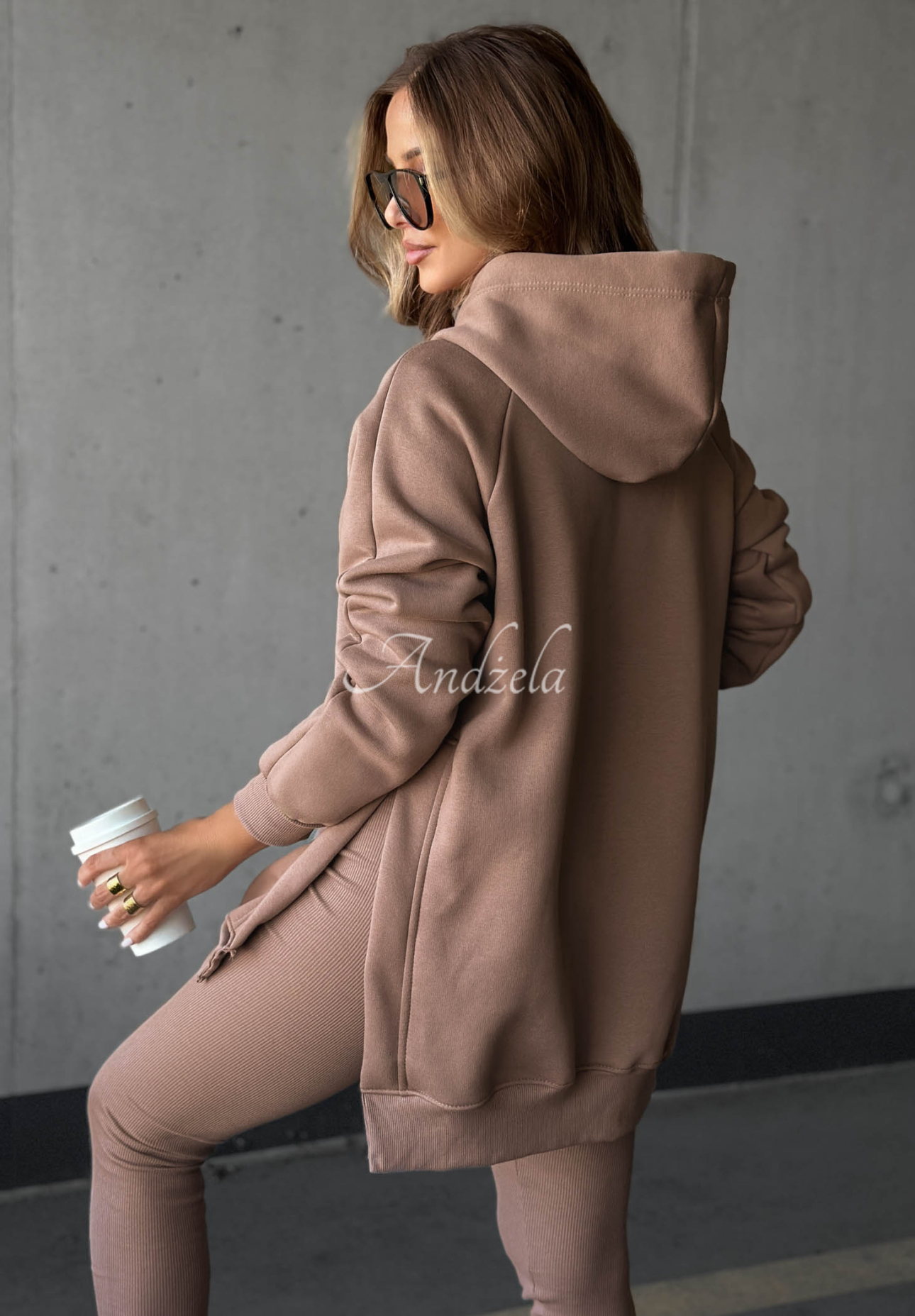 Siempre Mocha Hooded Sweatshirt with Pocket