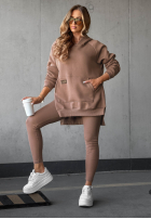 Bluza z kieszenią i kapturem Siempre ciemnobeżowa