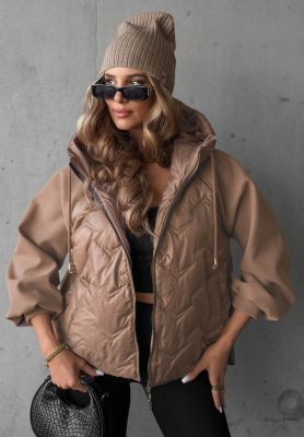 Coffee Time Mocha Quilted Hooded Jacket