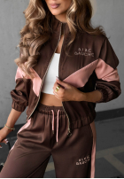 Komplet dresowy Rive Gauche czekoladowo-różowy