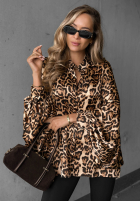 Koszula oversize w panterkę Wild Allure camelowa