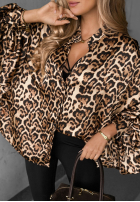 Koszula oversize w panterkę Wild Allure camelowa