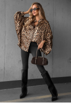 Koszula oversize w panterkę Wild Allure camelowa