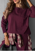 Bluzka longsleeve z kieszenią Soft Mood burgundowa