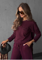 Bluzka longsleeve z kieszenią Soft Mood burgundowa
