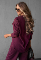 Bluzka longsleeve z kieszenią Soft Mood burgundowa